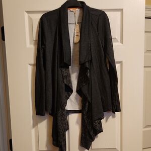 mystree gray open cardigan, NWT
